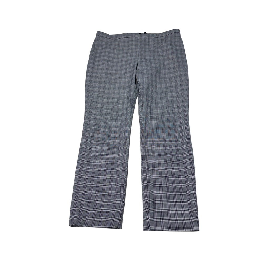 Theory Classic Skinny Pant McClair Plaid Grey Black Womens 10 W32 L26 Stretch